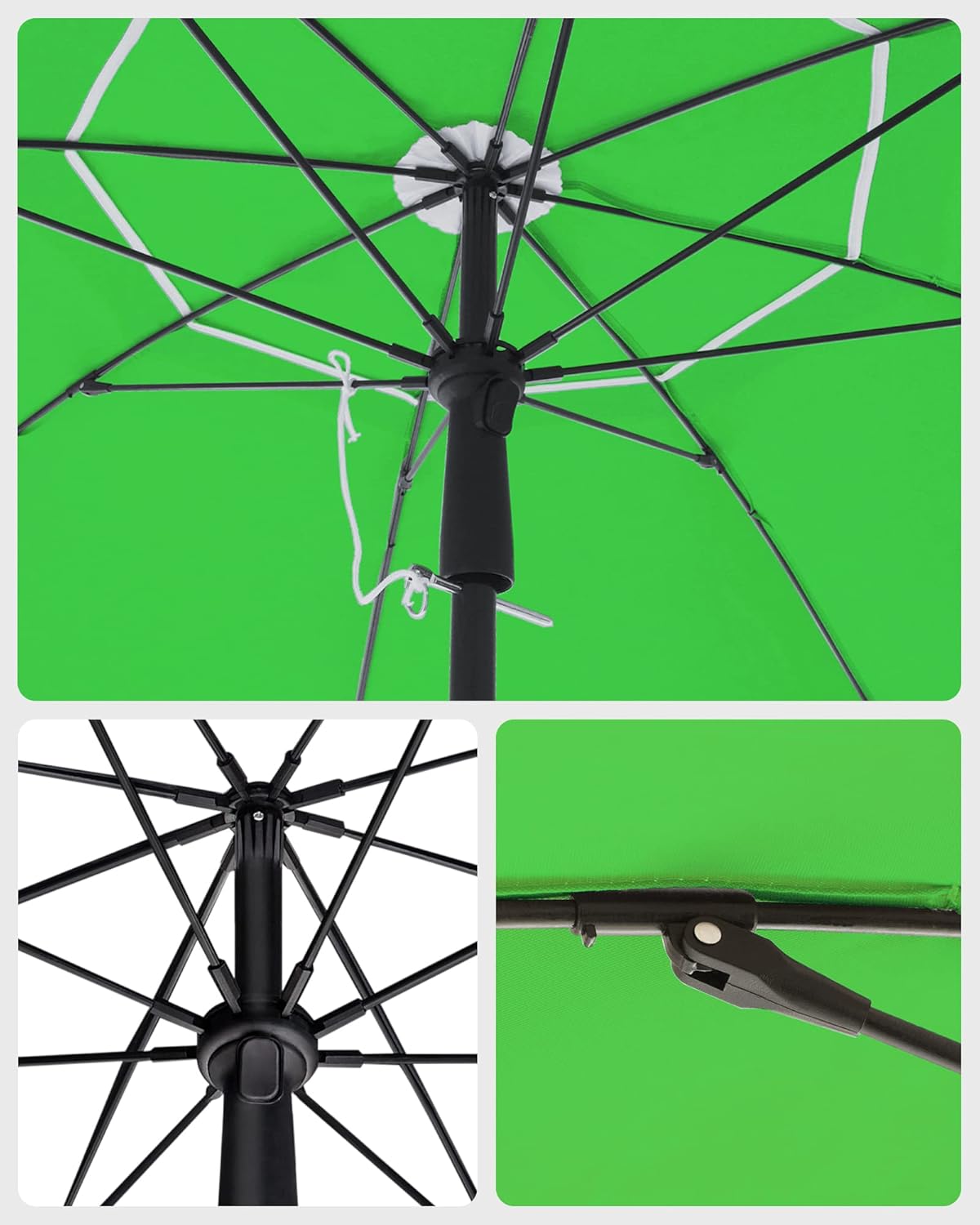 Parasol 160 cm, Sun Protection, Height Adjustable, with Carry Bag - Green