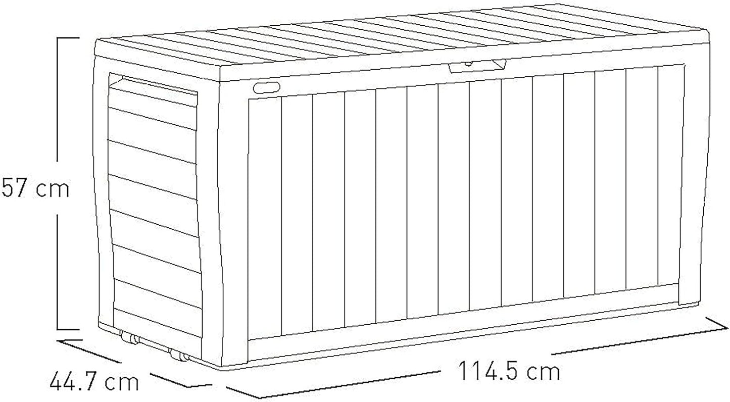 270L Outdoor Furniture Storage Box Graphite Wood Panel Effect